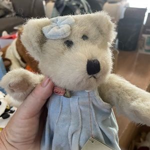 Boyds Bears Sasha #9174 - 10” White Plush in Baby Blue Velvet Romper